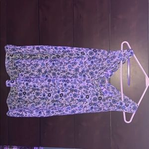 Pink Rose blue floral print blouse